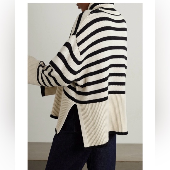 TOTEME Striped wool-blend turtleneck sweater- beige - Picture 6 of 12